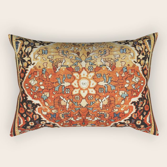 Burnt Orange Medallion Tabriz Rug Print Rectangular Pillow Gallery Image 1