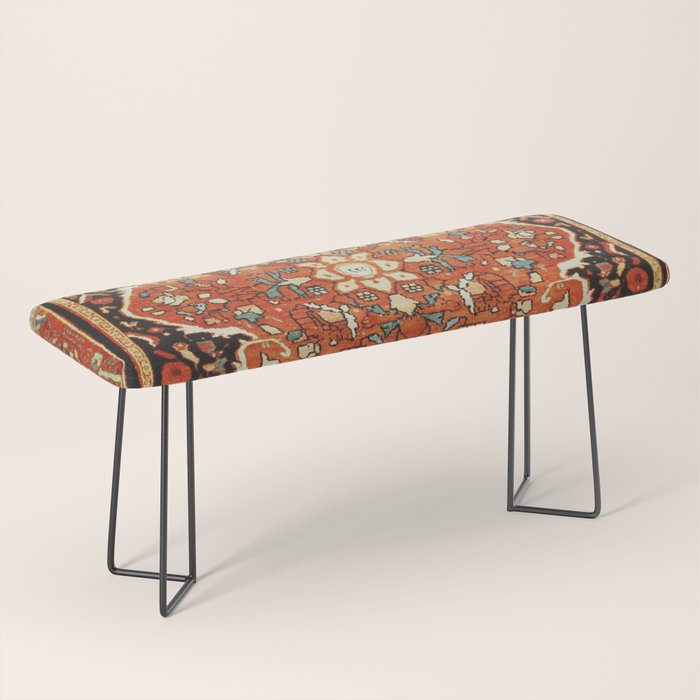 Burnt Orange Medallion Tabriz Rug Print Bench Gallery Image 1