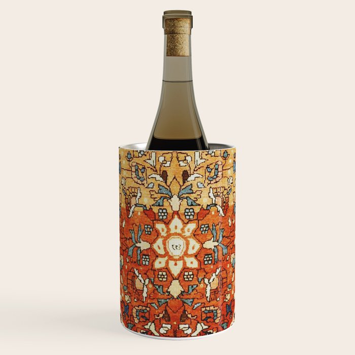 Burnt Orange Medallion Tabriz Rug Print Wine Chiller Gallery Image 1