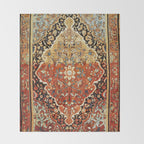 Burnt Orange Medallion Tabriz Rug Print Throw Blanket Gallery Image 2