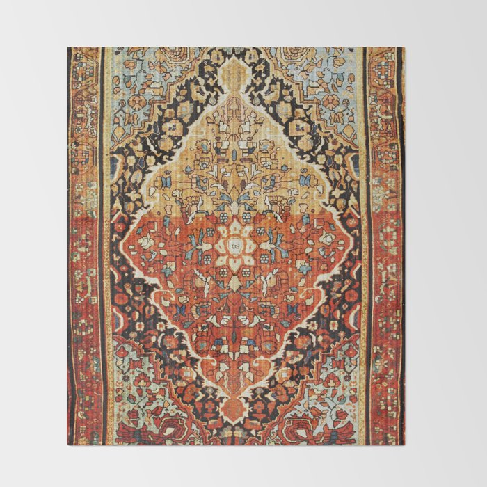 Burnt Orange Medallion Tabriz Rug Print Throw Blanket Gallery Image 2