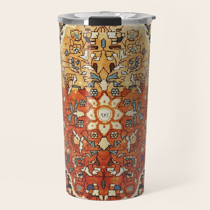 Burnt Orange Medallion Tabriz Rug Print Travel Mug Gallery Image 1