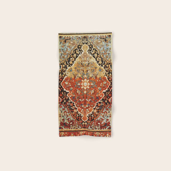 Burnt Orange Medallion Tabriz Rug Print Bath Towel Gallery Image 1