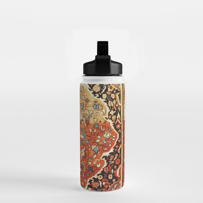 Burnt Orange Medallion Tabriz Rug Print Water Bottle Gallery Image 2