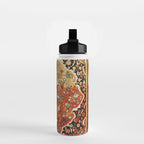 Burnt Orange Medallion Tabriz Rug Print Water Bottle Gallery Image 2