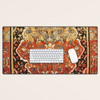 Burnt Orange Medallion Tabriz Rug Print Desk Mat Gallery Image 1