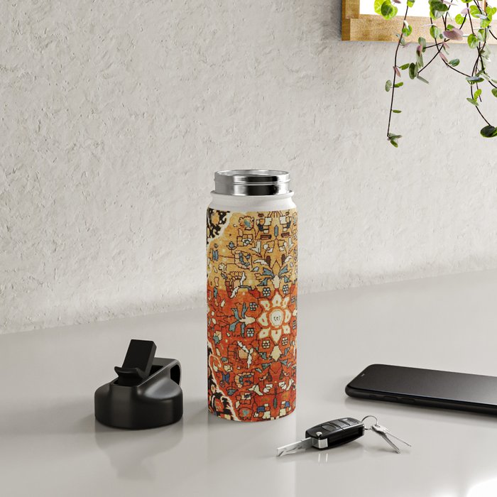 Burnt Orange Medallion Tabriz Rug Print Water Bottle Gallery Image 4