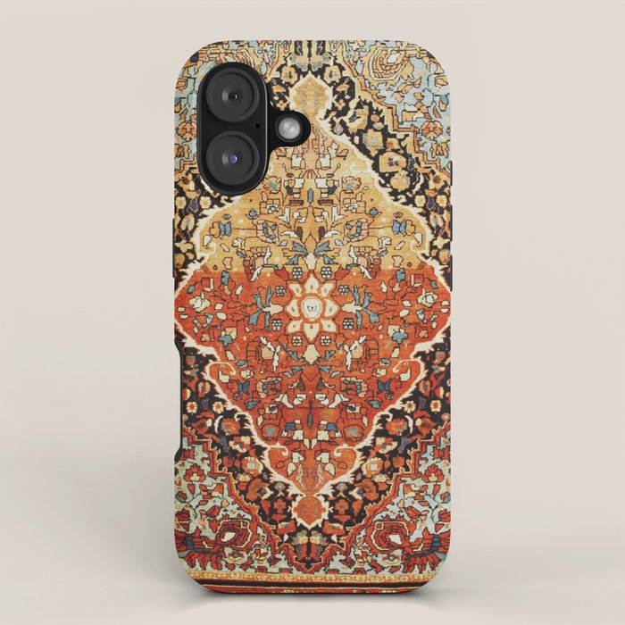 Burnt Orange Medallion Tabriz Rug Print iPhone Case Gallery Image 1