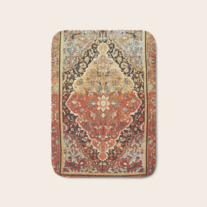 Burnt Orange Medallion Tabriz Rug Print Bath Mat Gallery Image 1
