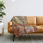 Burnt Orange Medallion Tabriz Rug Print Throw Blanket Gallery Image 1