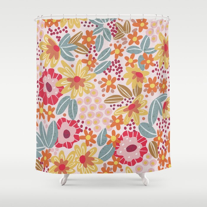 Alicia Pink Pattern Shower Curtain Gallery Image 1