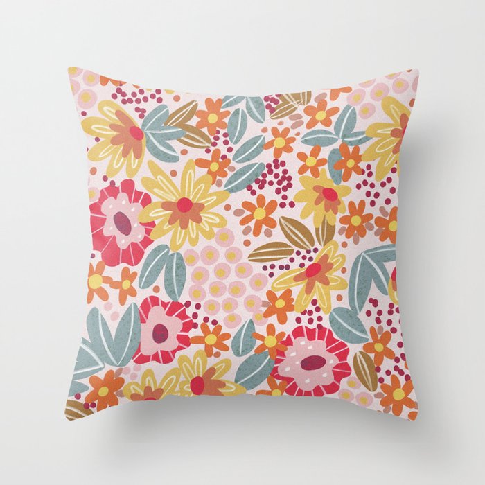 Alicia Pink Pattern Throw Pillow Gallery Image 1