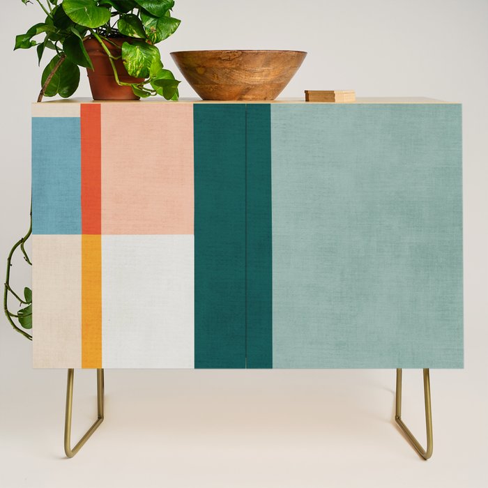 Modern Abstract Geometric Minimalist Artwork Credenza Gallery Image 1