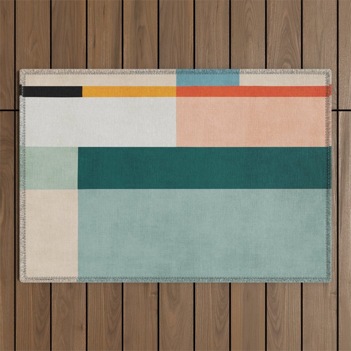 Modern Abstract Geometric Minimalist Artwork Outdoor Rug Gallery Image 1