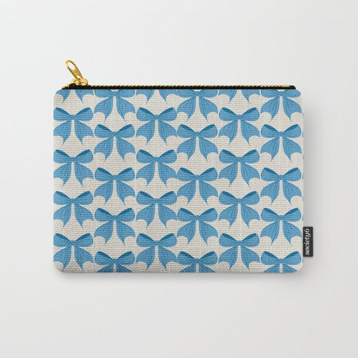 Elegant Blue Bow Pattern A Classic and Stylish Design Carry All Pouch Gallery Image 1