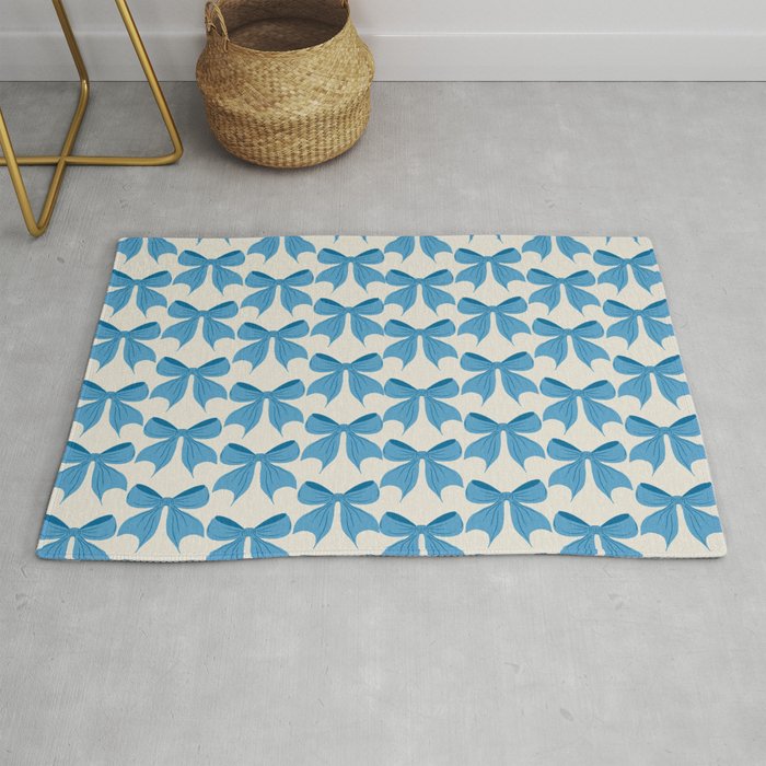 Elegant Blue Bow Pattern A Classic and Stylish Design Rug Gallery Image 1