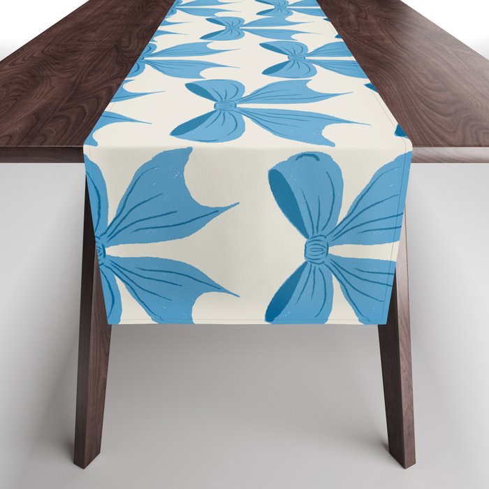 Elegant Blue Bow Pattern A Classic and Stylish Design Table Runner Gallery Image 1