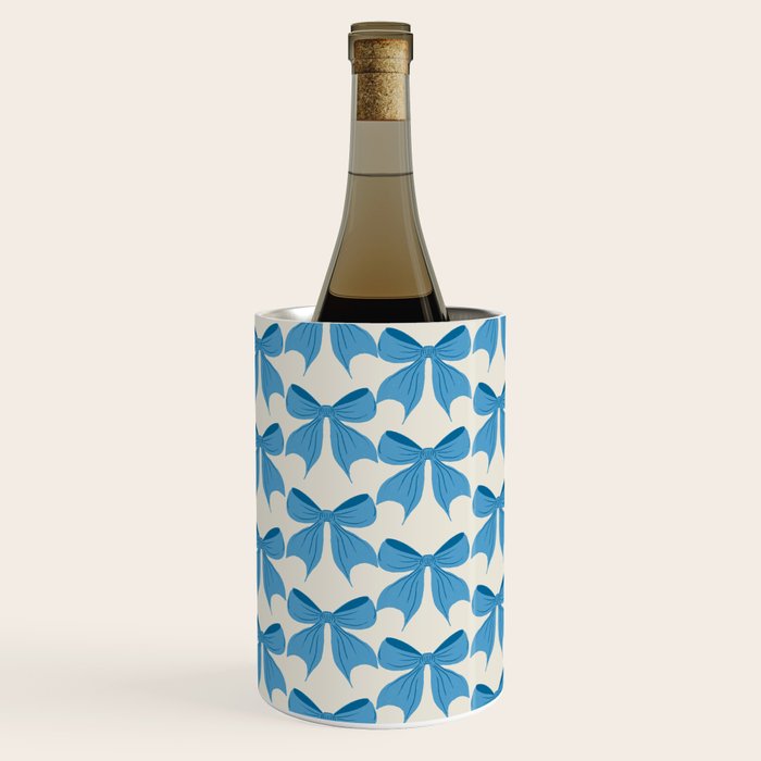 Elegant Blue Bow Pattern A Classic and Stylish Design Wine Chiller Gallery Image 1