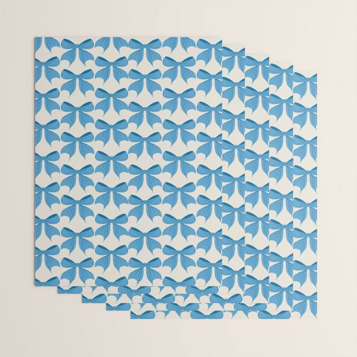 Elegant Blue Bow Pattern A Classic and Stylish Design Wrapping Paper Gallery Image 3
