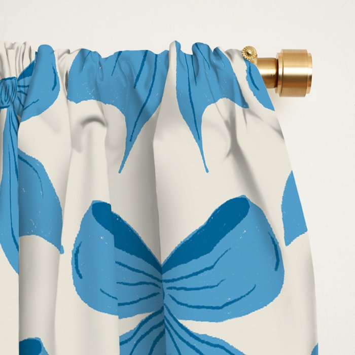 Elegant Blue Bow Pattern A Classic and Stylish Design Window Curtain Gallery Image 2