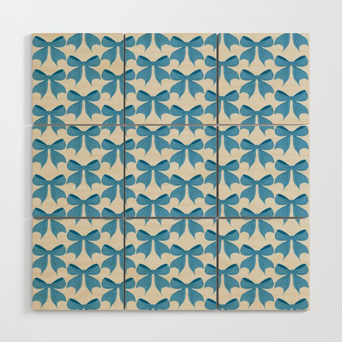 Elegant Blue Bow Pattern A Classic and Stylish Design Wood Wall Art Gallery Image 1