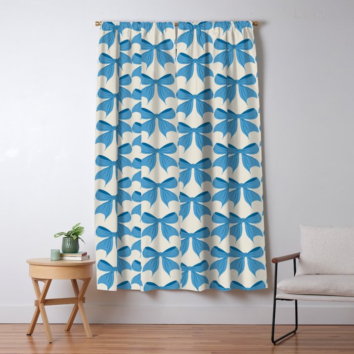 Elegant Blue Bow Pattern A Classic and Stylish Design Window Curtain Gallery Image 5