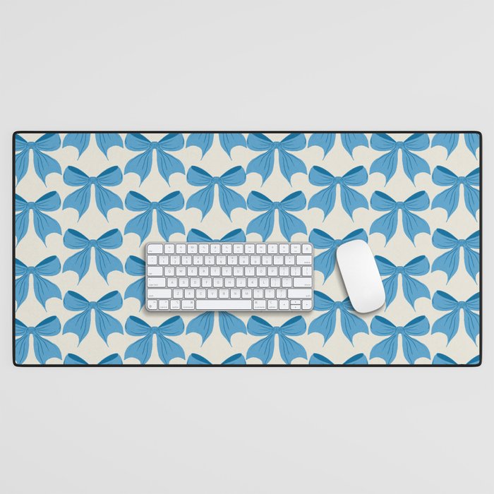 Elegant Blue Bow Pattern A Classic and Stylish Design Desk Mat Gallery Image 1