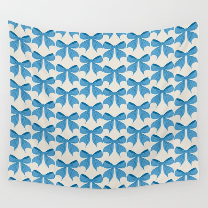 Elegant Blue Bow Pattern A Classic and Stylish Design Wall Tapestry Gallery Image 4