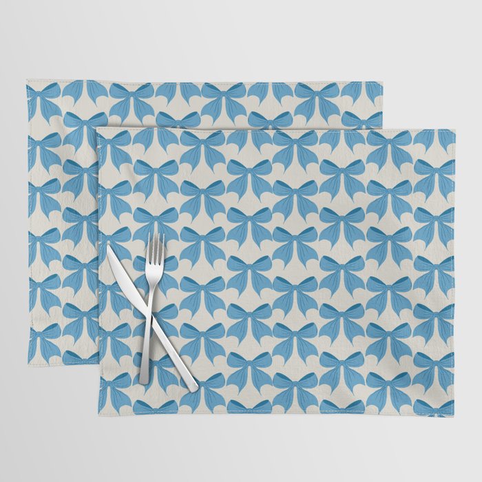 Elegant Blue Bow Pattern A Classic and Stylish Design Placemat Gallery Image 1