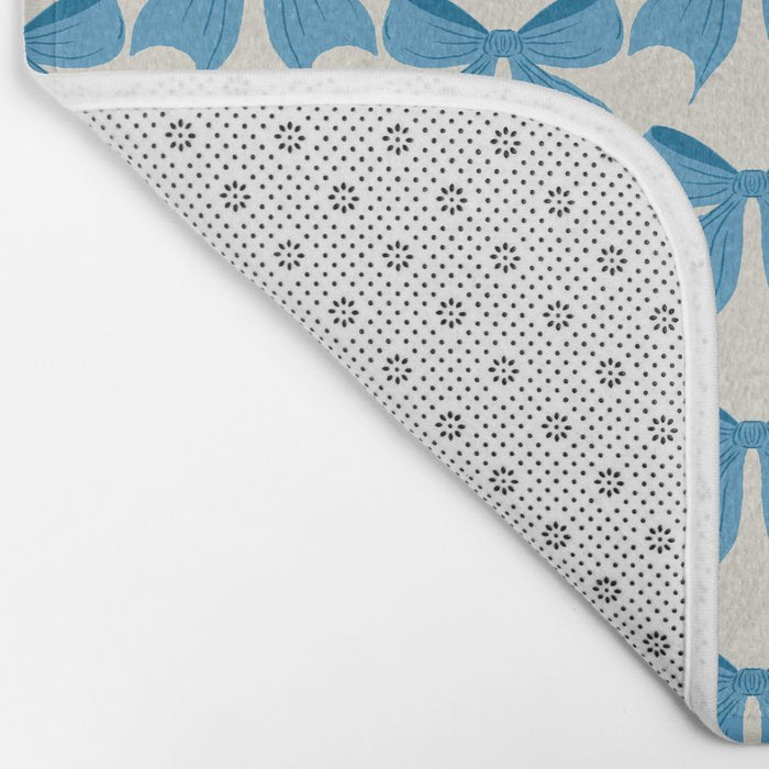 Elegant Blue Bow Pattern A Classic and Stylish Design Bath Mat Gallery Image 2