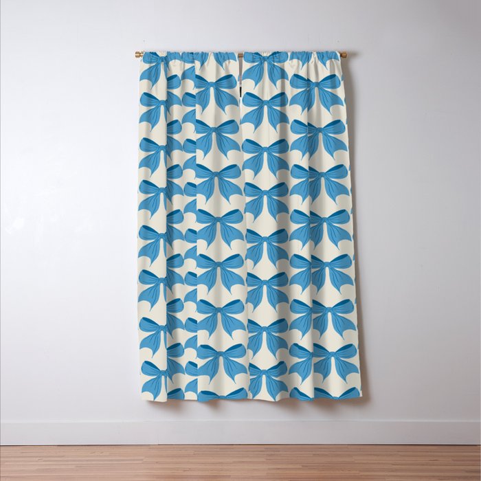 Elegant Blue Bow Pattern A Classic and Stylish Design Window Curtain Gallery Image 3