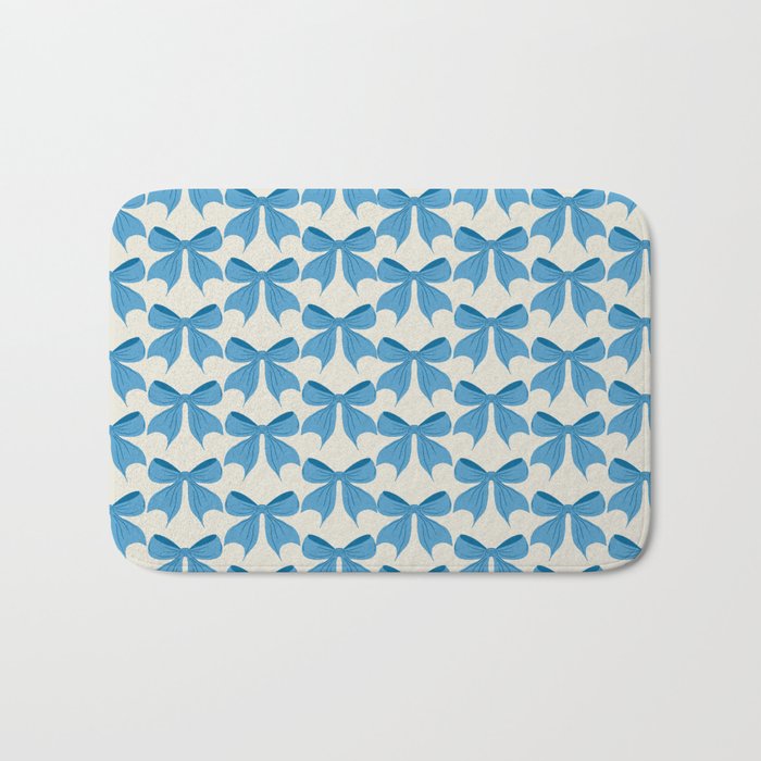Elegant Blue Bow Pattern A Classic and Stylish Design Bath Mat Gallery Image 1