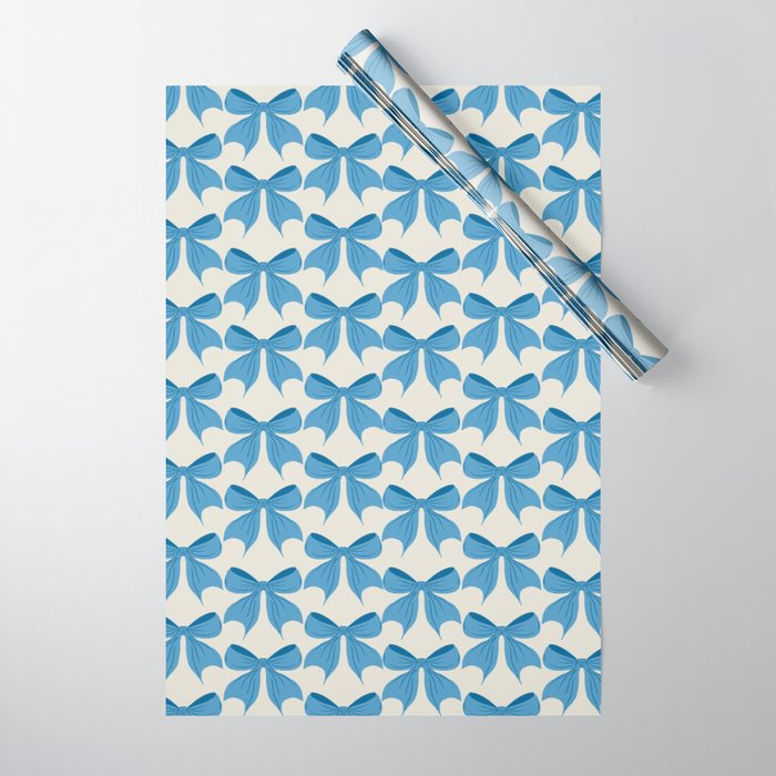 Elegant Blue Bow Pattern A Classic and Stylish Design Wrapping Paper Gallery Image 1