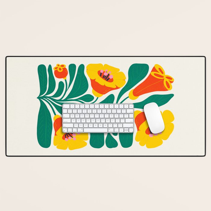 Orioles & Golden Poppy: Les Fleurs | Flower Market 04 | Spring Summer 23 Desk Mat Gallery Image 1