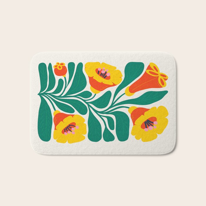Orioles & Golden Poppy: Les Fleurs | Flower Market 04 | Spring Summer 23 Bath Mat Gallery Image 1