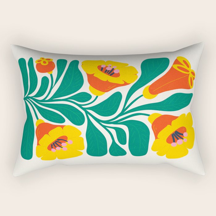 Orioles & Golden Poppy: Les Fleurs | Flower Market 04 | Spring Summer 23 Rectangular Pillow Gallery Image 2