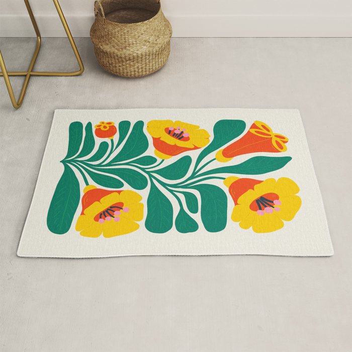 Orioles & Golden Poppy: Les Fleurs | Flower Market 04 | Spring Summer 23 Rug Gallery Image 1