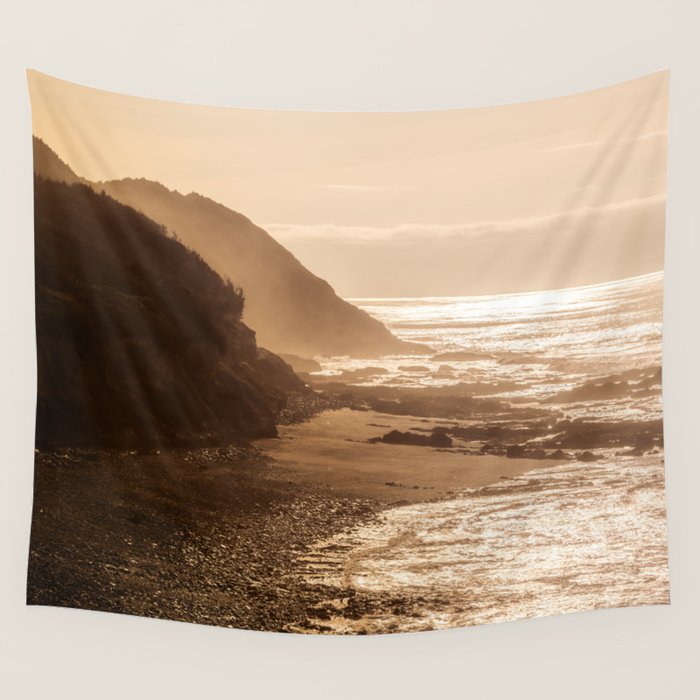 Pacific Coast Beach Sunset Wall Tapestry Gallery Image 4