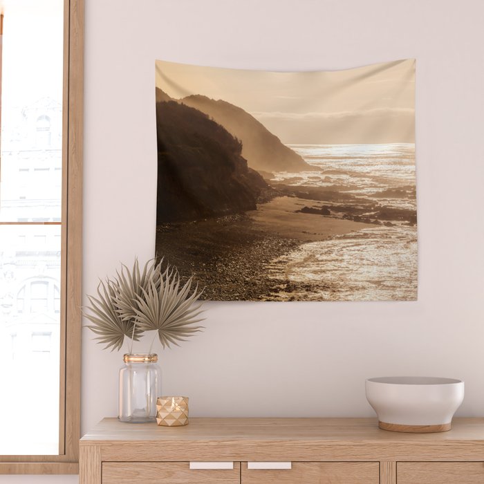 Pacific Coast Beach Sunset Wall Tapestry Gallery Image 2