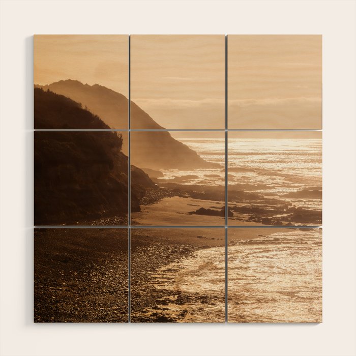 Pacific Coast Beach Sunset Wood Wall Art Gallery Image 1