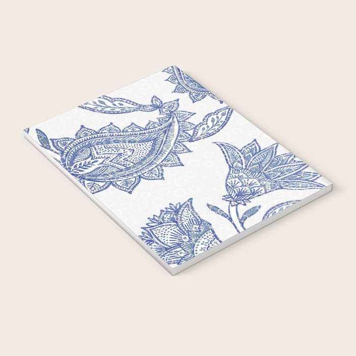 Oriental classic floral paisley - Delft Blue Notebook Gallery Image 3