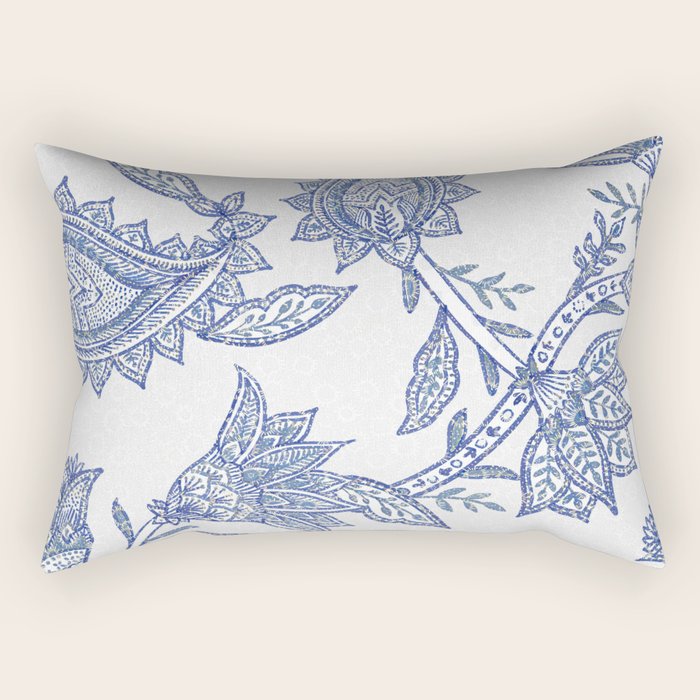 Oriental classic floral paisley - Delft Blue Rectangular Pillow Gallery Image 2