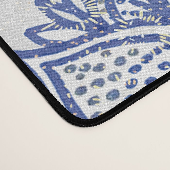 Oriental classic floral paisley - Delft Blue Desk Mat Gallery Image 4