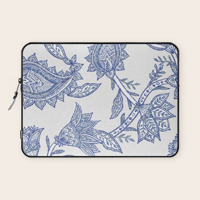 Oriental classic floral paisley - Delft Blue Laptop Sleeve Gallery Image 1