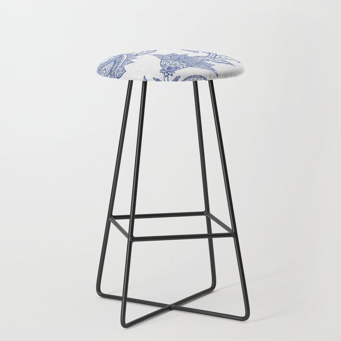 Oriental classic floral paisley - Delft Blue Stool Gallery Image 1
