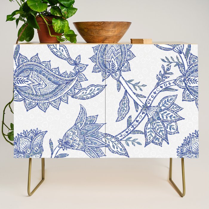Oriental classic floral paisley - Delft Blue Credenza Gallery Image 1