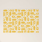Mid Century Modern Piquet Geometric Multi Pattern Muted Mustard Yellow and White Welcome Mat Gallery Image 1