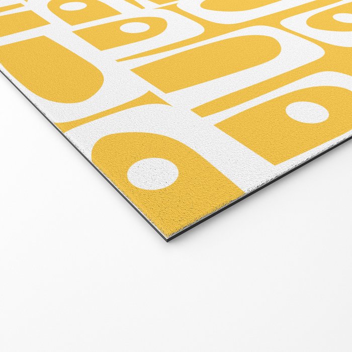 Mid Century Modern Piquet Geometric Multi Pattern Muted Mustard Yellow and White Welcome Mat Gallery Image 2