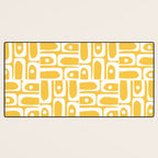 Mid Century Modern Piquet Geometric Multi Pattern Muted Mustard Yellow and White Desk Mat Gallery Image 3