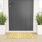 Mid Century Modern Piquet Geometric Multi Pattern Muted Mustard Yellow and White Welcome Mat Gallery Image 3